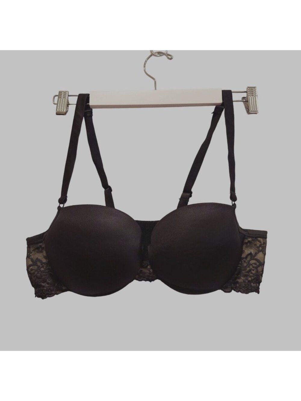 Cacique Bra Womens 40C Black Tan Lace Floral foam cup Underwire adjustable strap